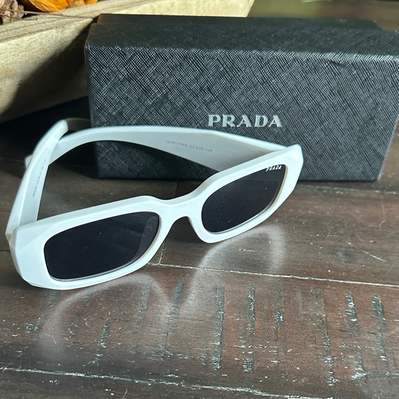 Prada White Rectangular Sunglasses - Picture 1 of 4